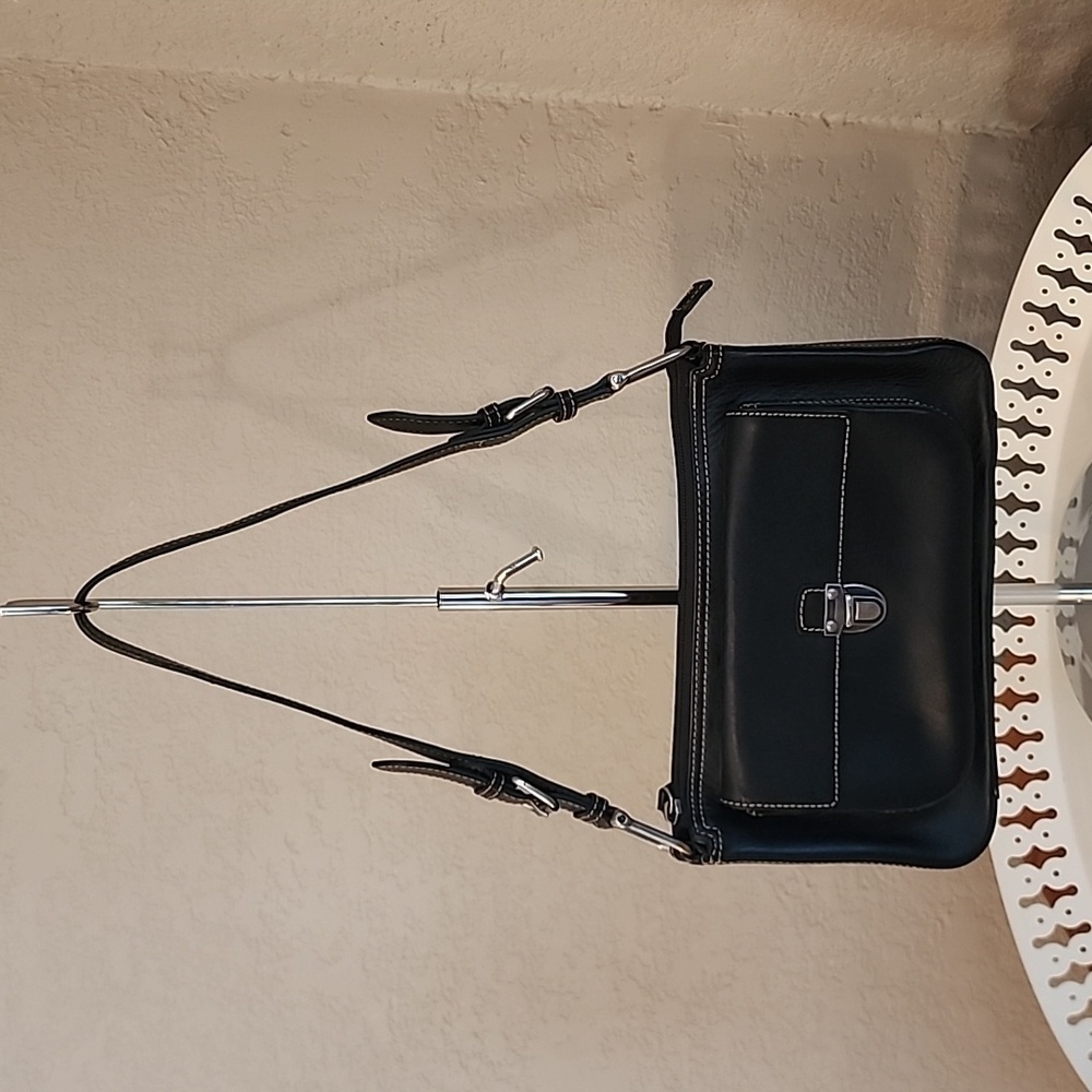 Y2K Talbots Genuine Leather Black Shoulder Bag